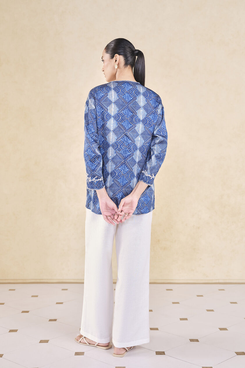Landscape Handcrafted Dabu Top - Blue, Blue, image 2